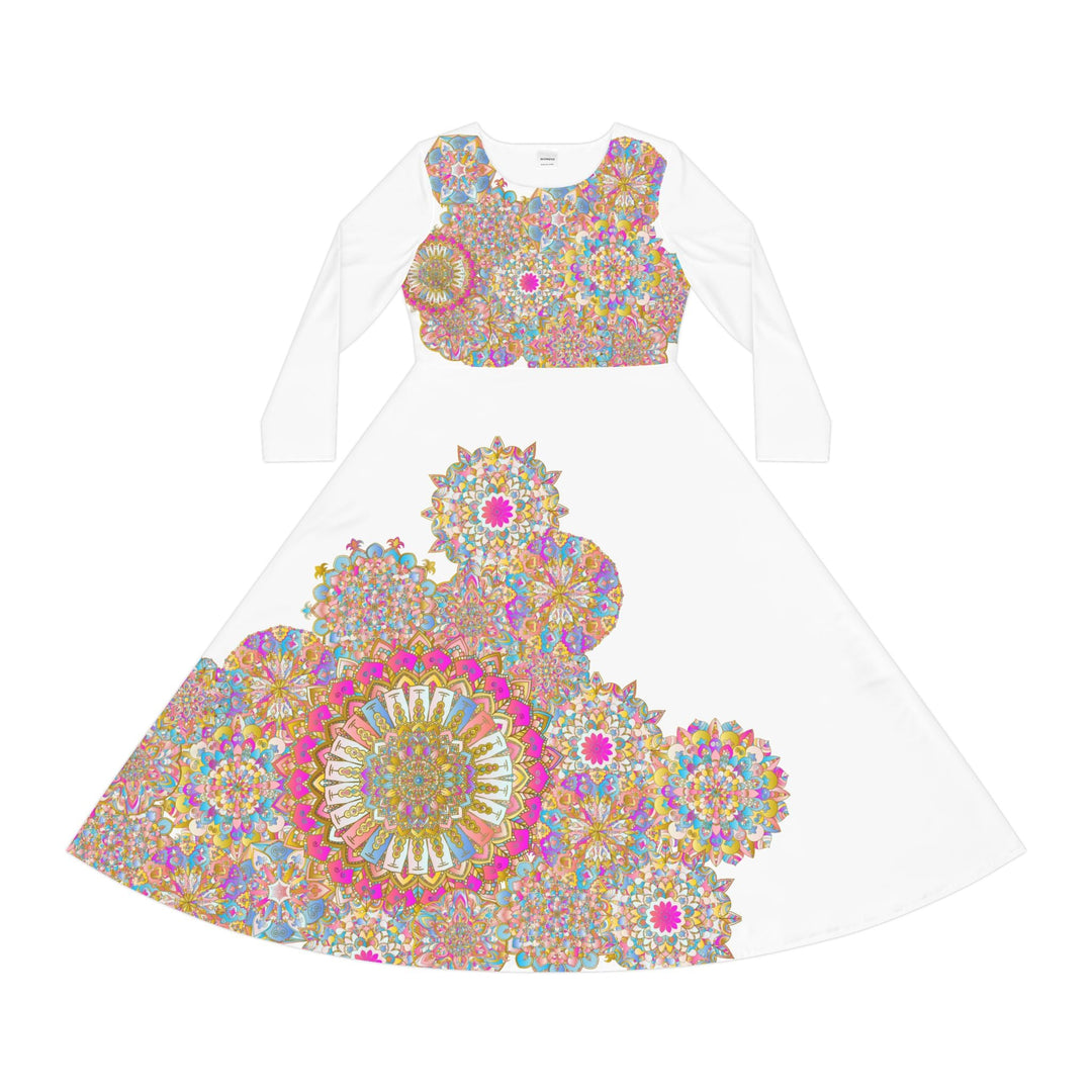 Dance Dress with Hand Drawn Mandala Art All Over Prints - Blululi