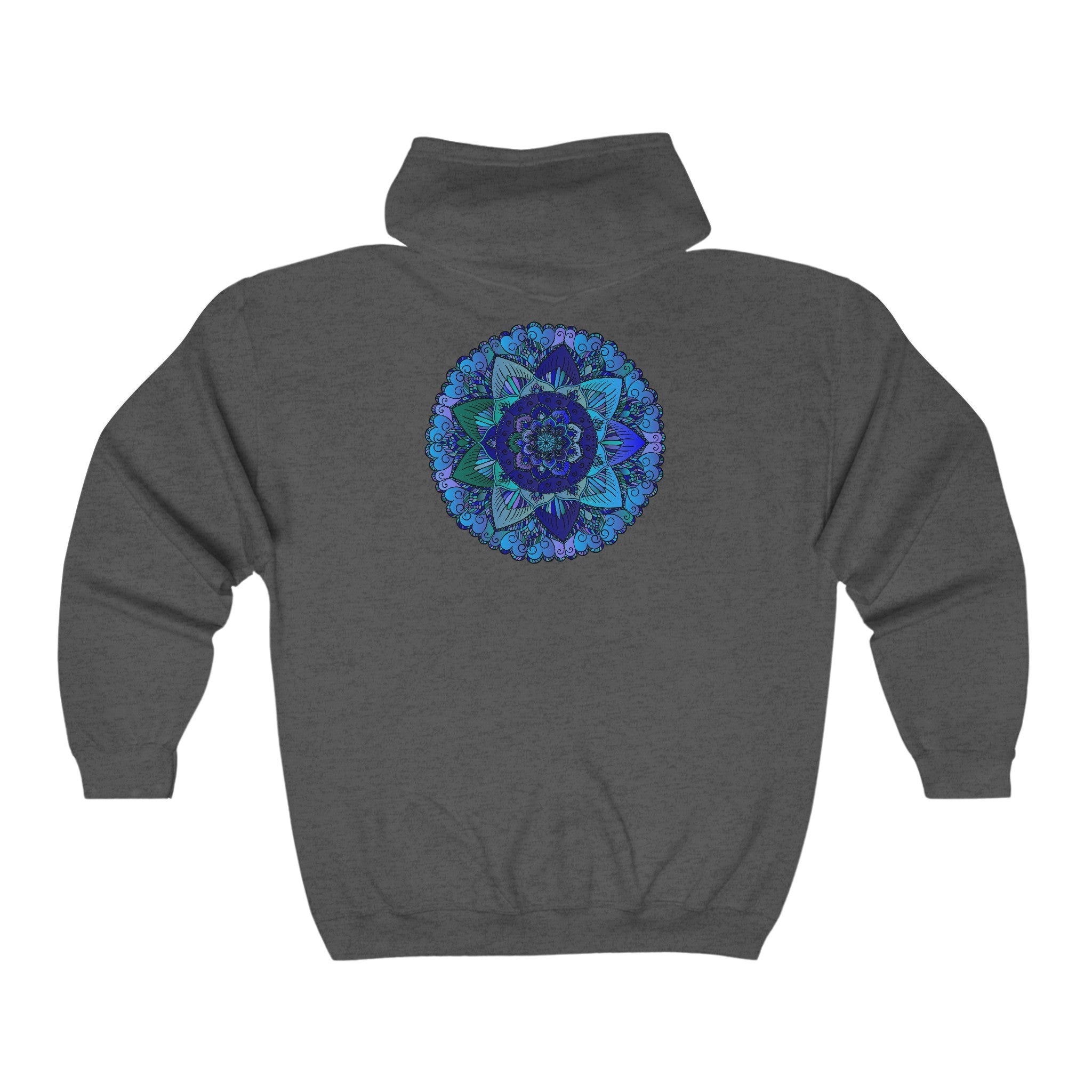 Dark Blue & Green Mandala Hoodie - Mystical Design Hoodie - Blululi