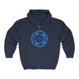 Dark Blue & Green Mandala Hoodie - Mystical Design Hoodie - Blululi