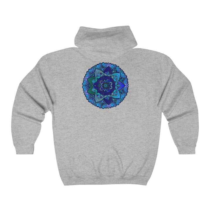 Dark Blue & Green Mandala Hoodie - Mystical Design Hoodie - Blululi