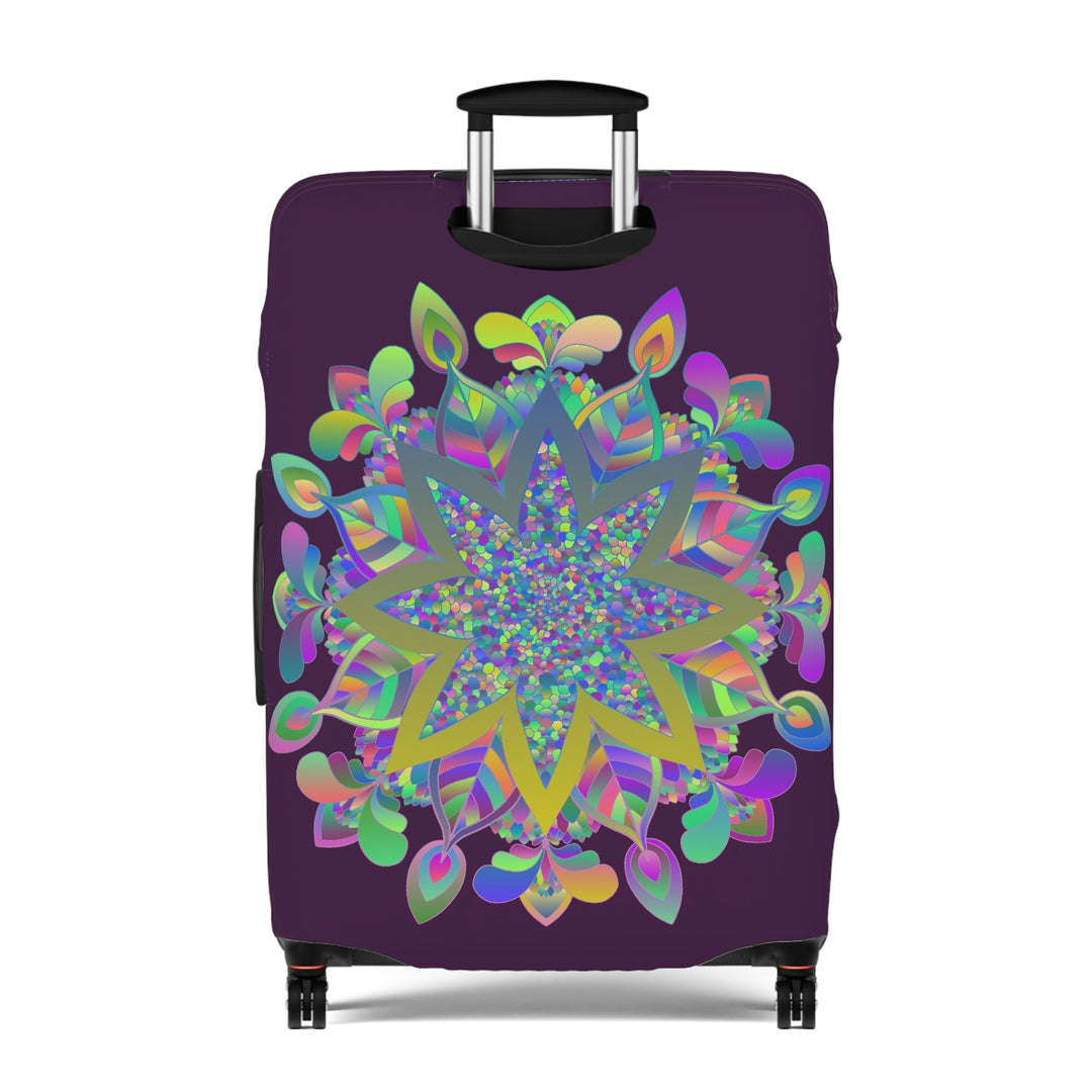 Dark Plum Flower Mandala Luggage Cover Accessories - Blululi