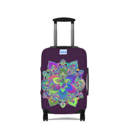 Dark Plum Flower Mandala Luggage Cover Accessories - Blululi