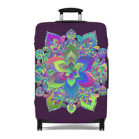Dark Plum Flower Mandala Luggage Cover Accessories - Blululi