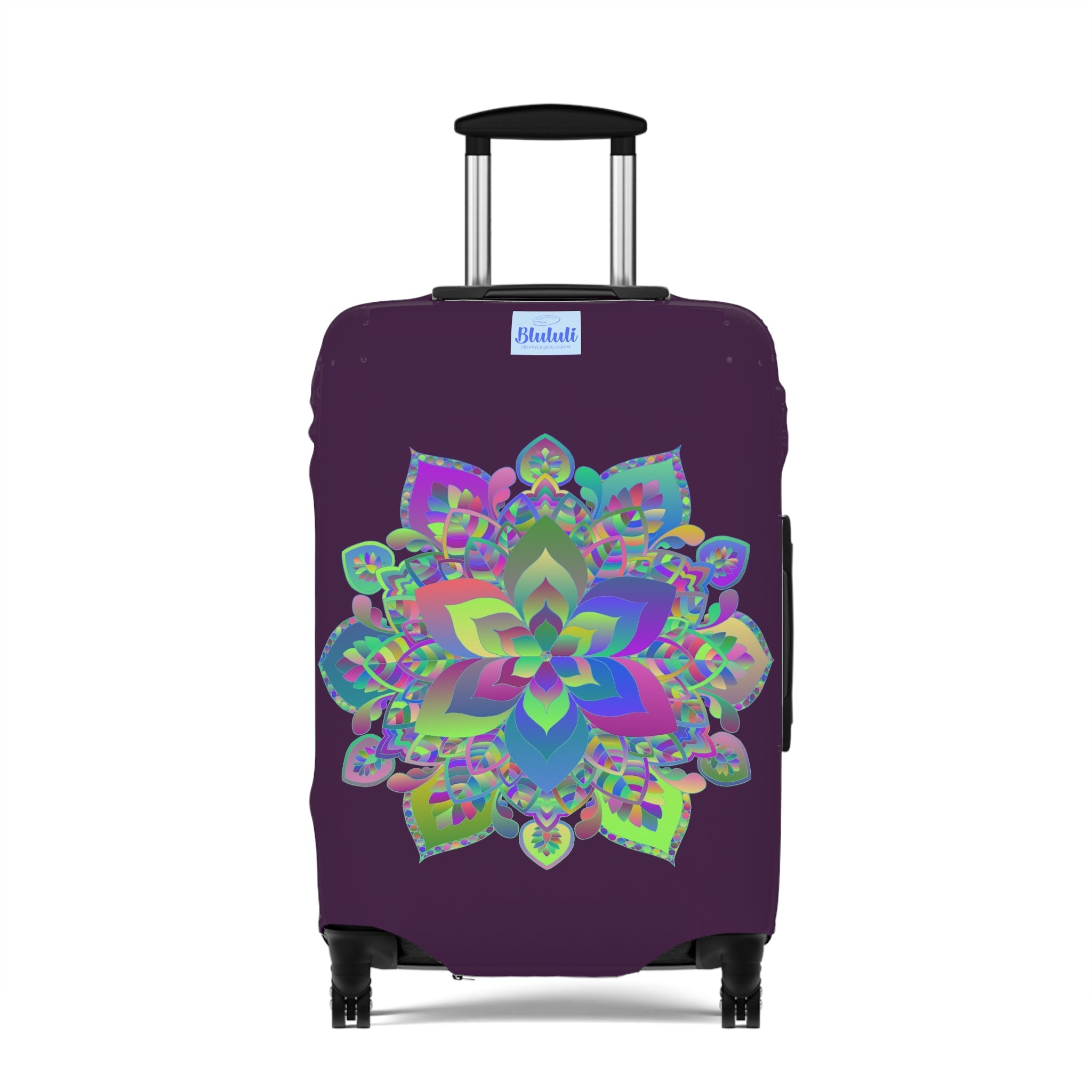 Dark Plum Flower Mandala Luggage Cover Accessories - Blululi