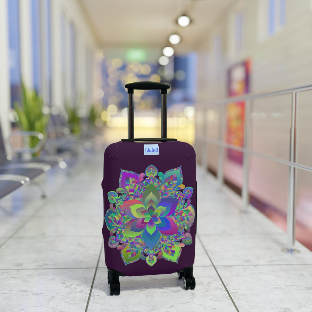 Dark Plum Flower Mandala Luggage Cover Accessories - Blululi