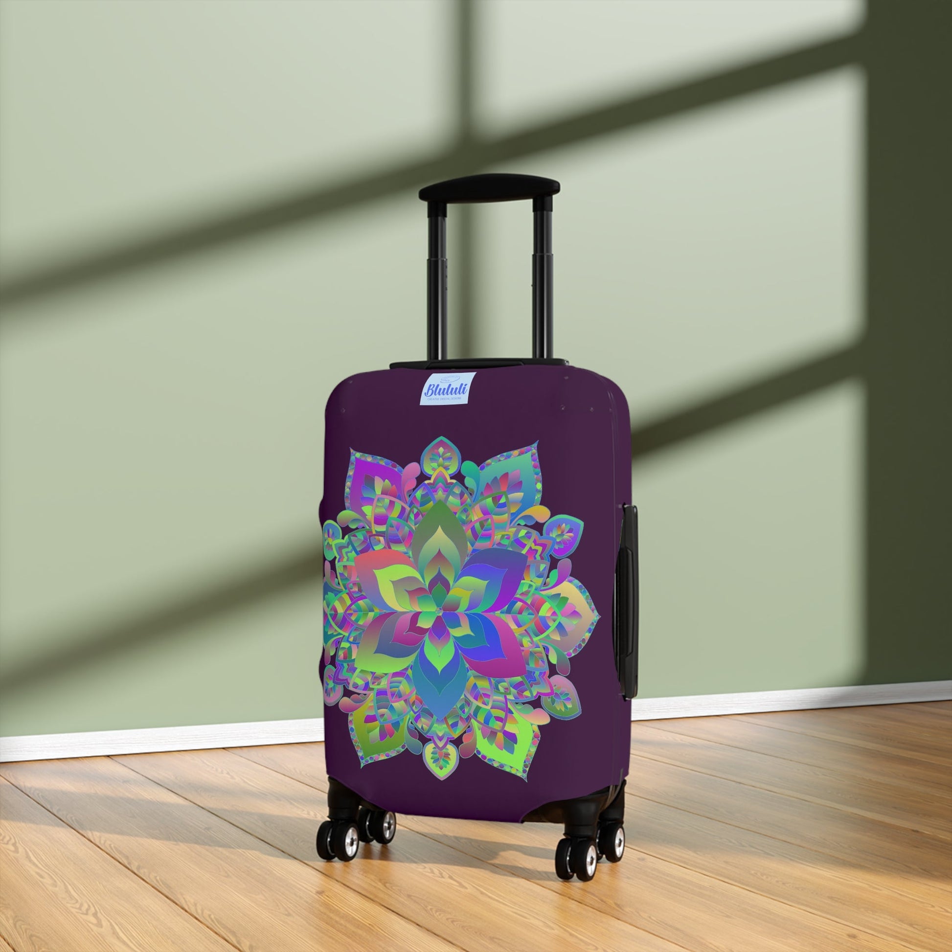 Dark Plum Flower Mandala Luggage Cover Accessories - Blululi