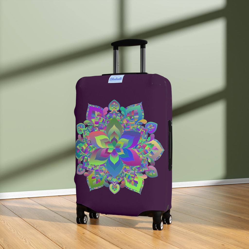 Dark Plum Flower Mandala Luggage Cover Accessories - Blululi