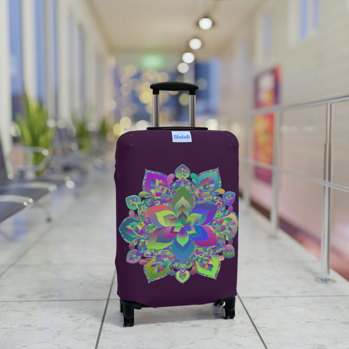 Dark Plum Flower Mandala Luggage Cover Accessories - Blululi