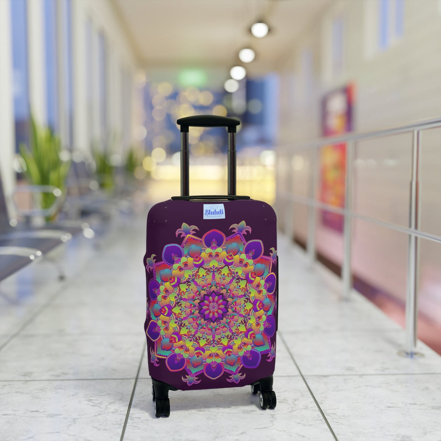 Dark Plum Mandala Luggage Cover Accessories - Blululi