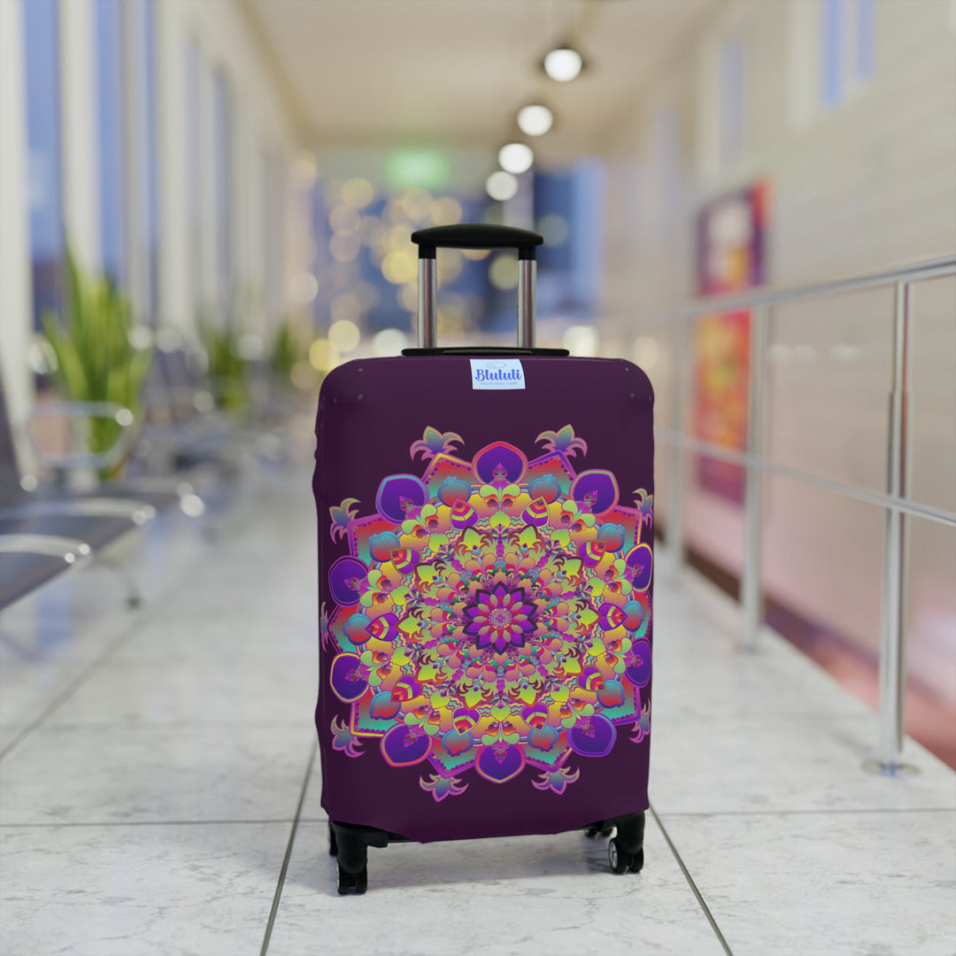 Dark Plum Mandala Luggage Cover Accessories - Blululi