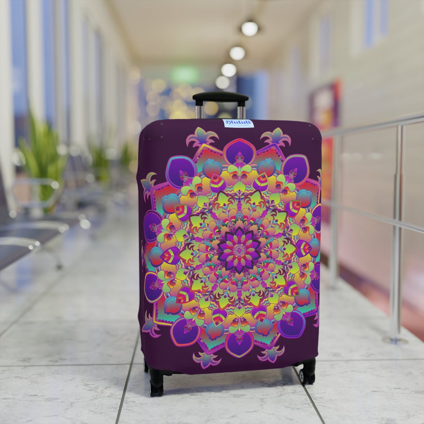 Dark Plum Mandala Luggage Cover Accessories - Blululi