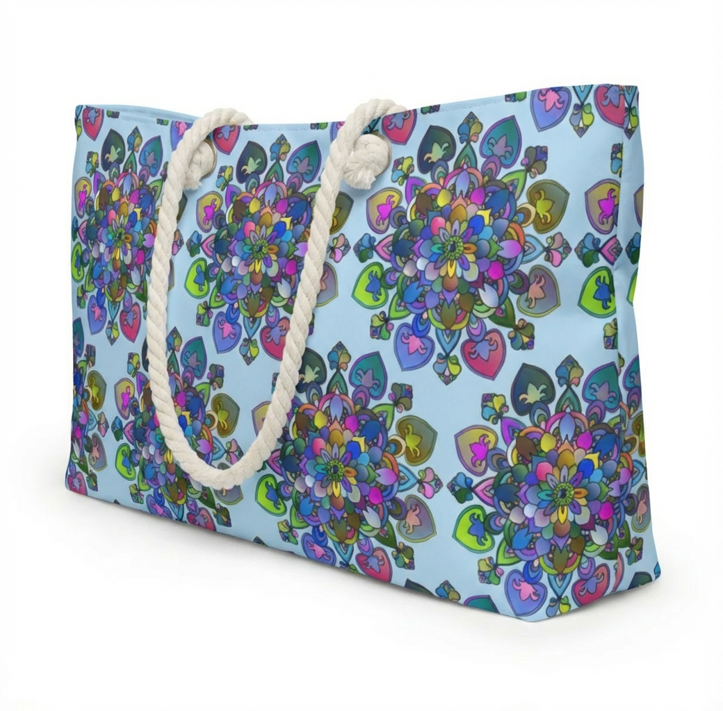 Borsa da weekend con motivo floreale psichedelico per vivaci fughe all'aria aperta