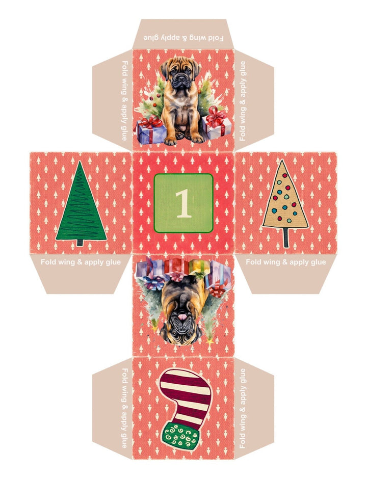 DIY Christmas Advent Calendar Boxes - Doggy Style digital download - Blululi