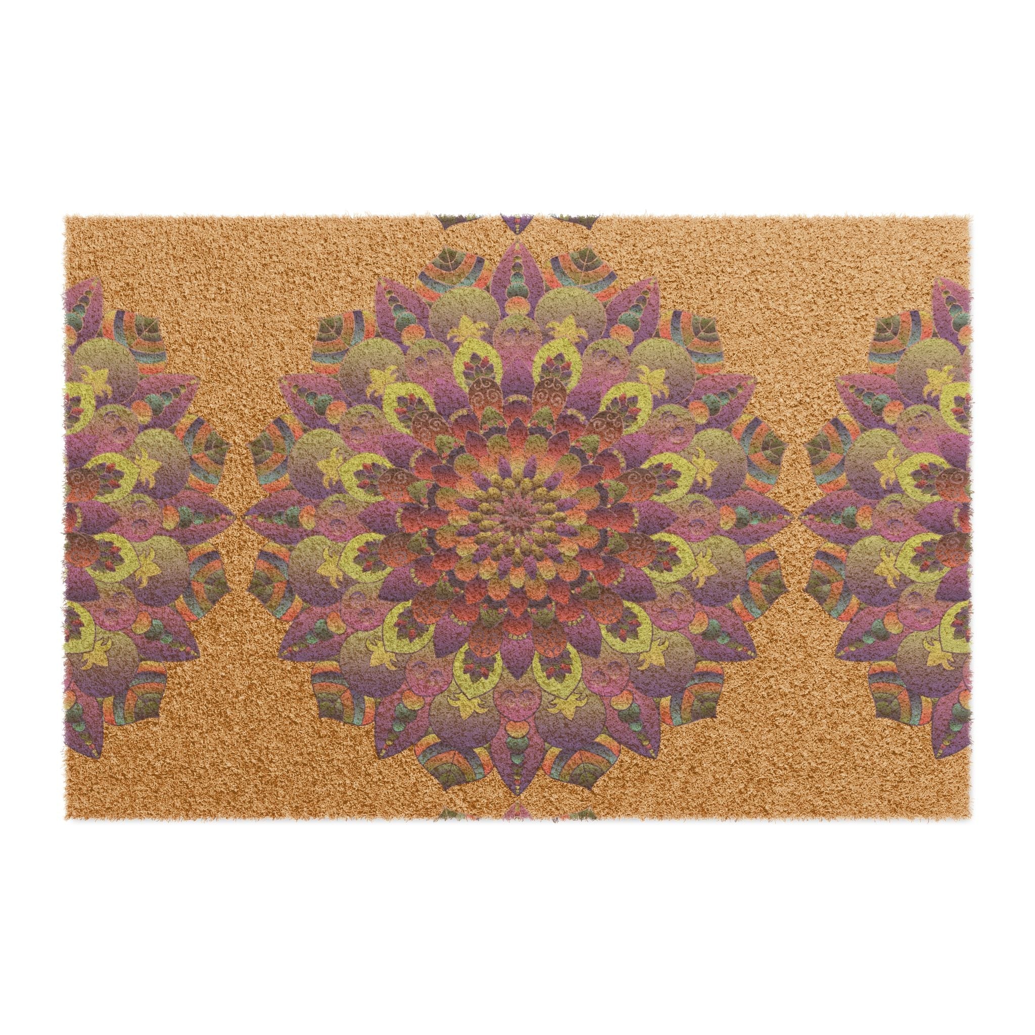 Doormat with hand - drawn Flower mandala design Home Decor - Blululi