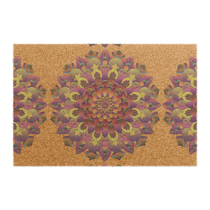 Doormat with hand - drawn Flower mandala design Home Decor - Blululi