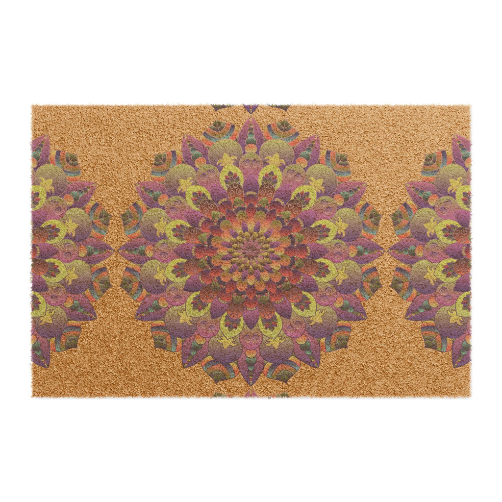 Doormat with hand - drawn Flower mandala design Home Decor - Blululi