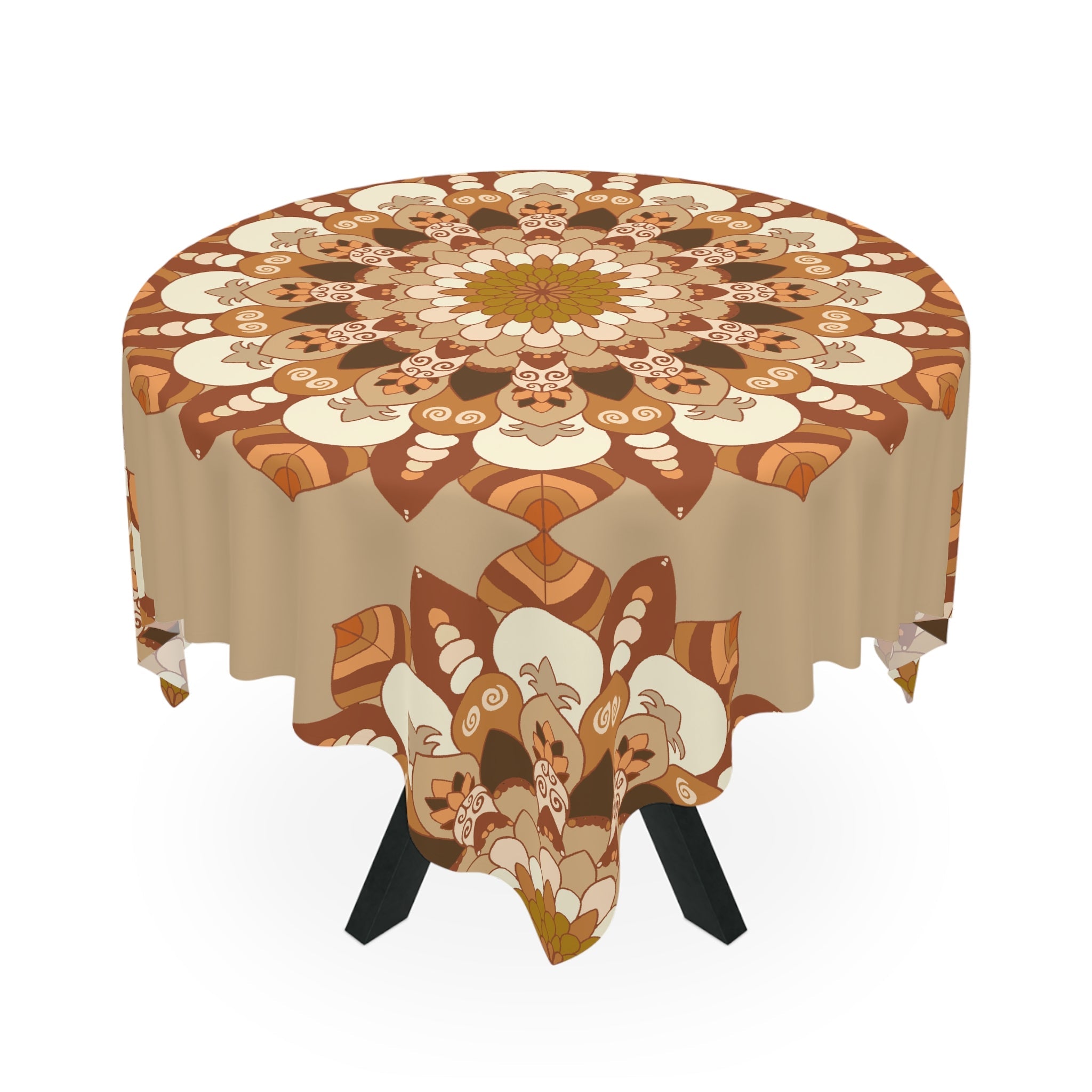 Earthy Mandala Tablecloth - Sand Hues Home Decor - Blululi