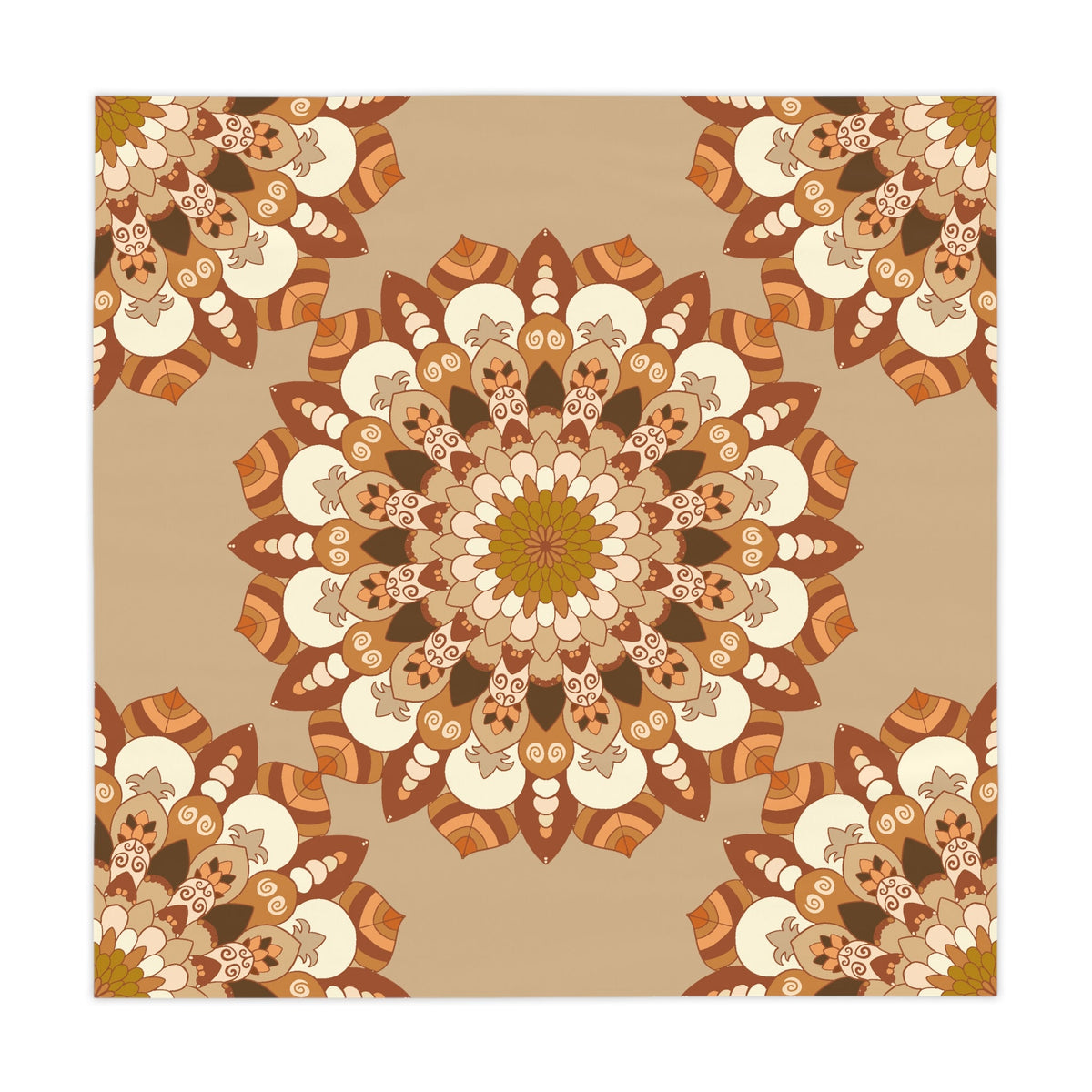 Earthy Mandala Tablecloth - Sand Hues Home Decor - Blululi
