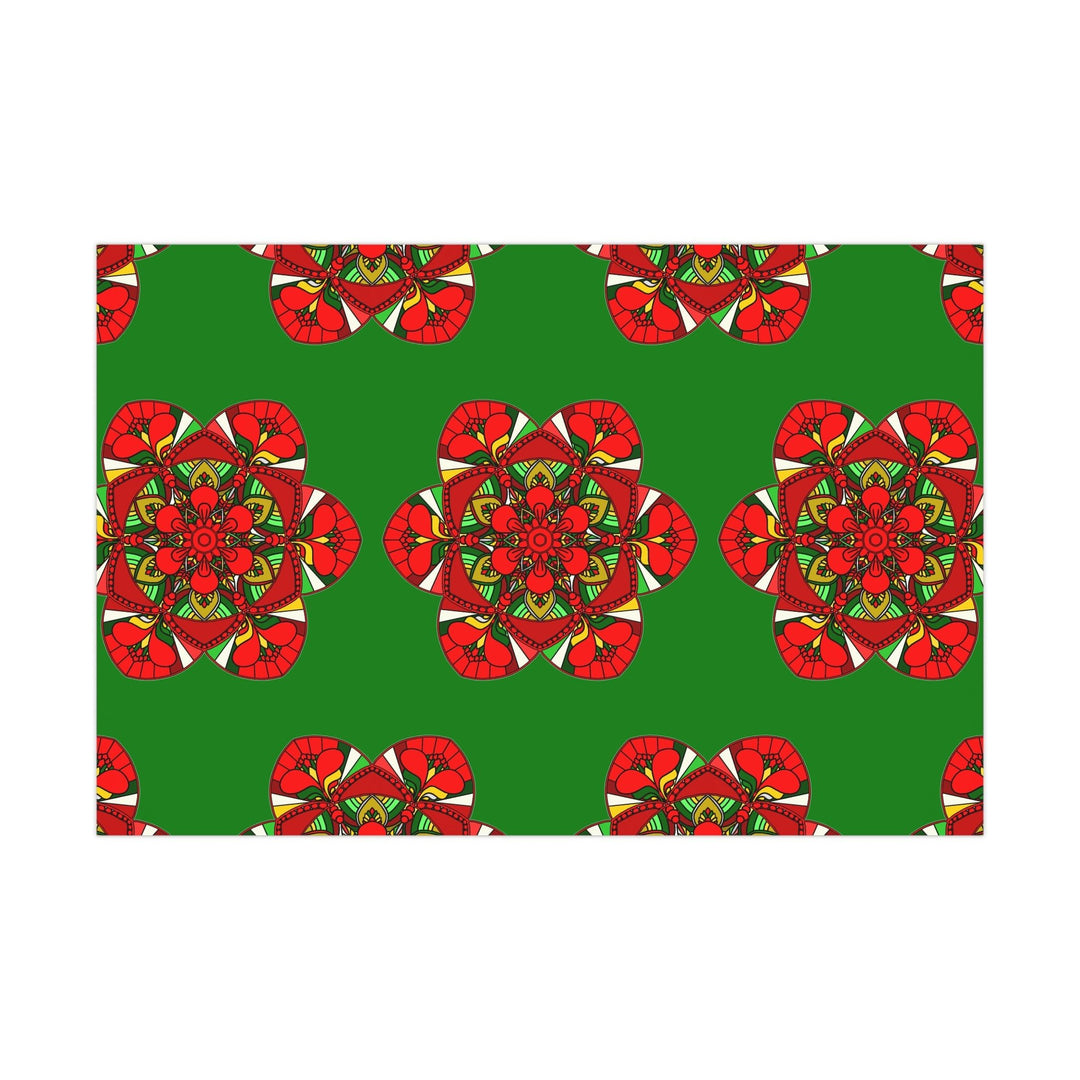 Festive Green Mandala Gift Wrap Paper - Premium Quality for Christmas Gifts 1 - Blululi