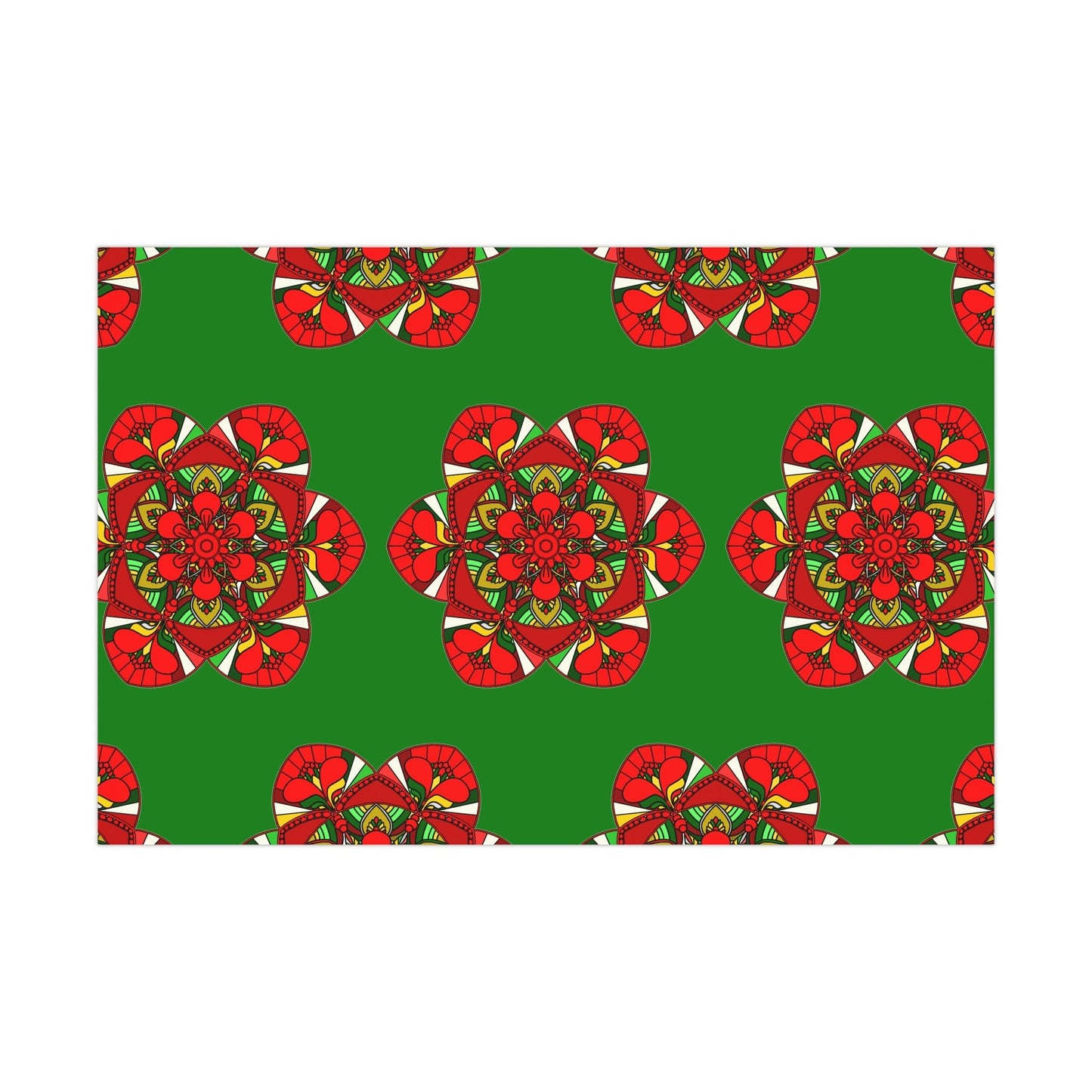 Festive Green Mandala Gift Wrap Paper - Premium Quality for Christmas Gifts 1 - Blululi