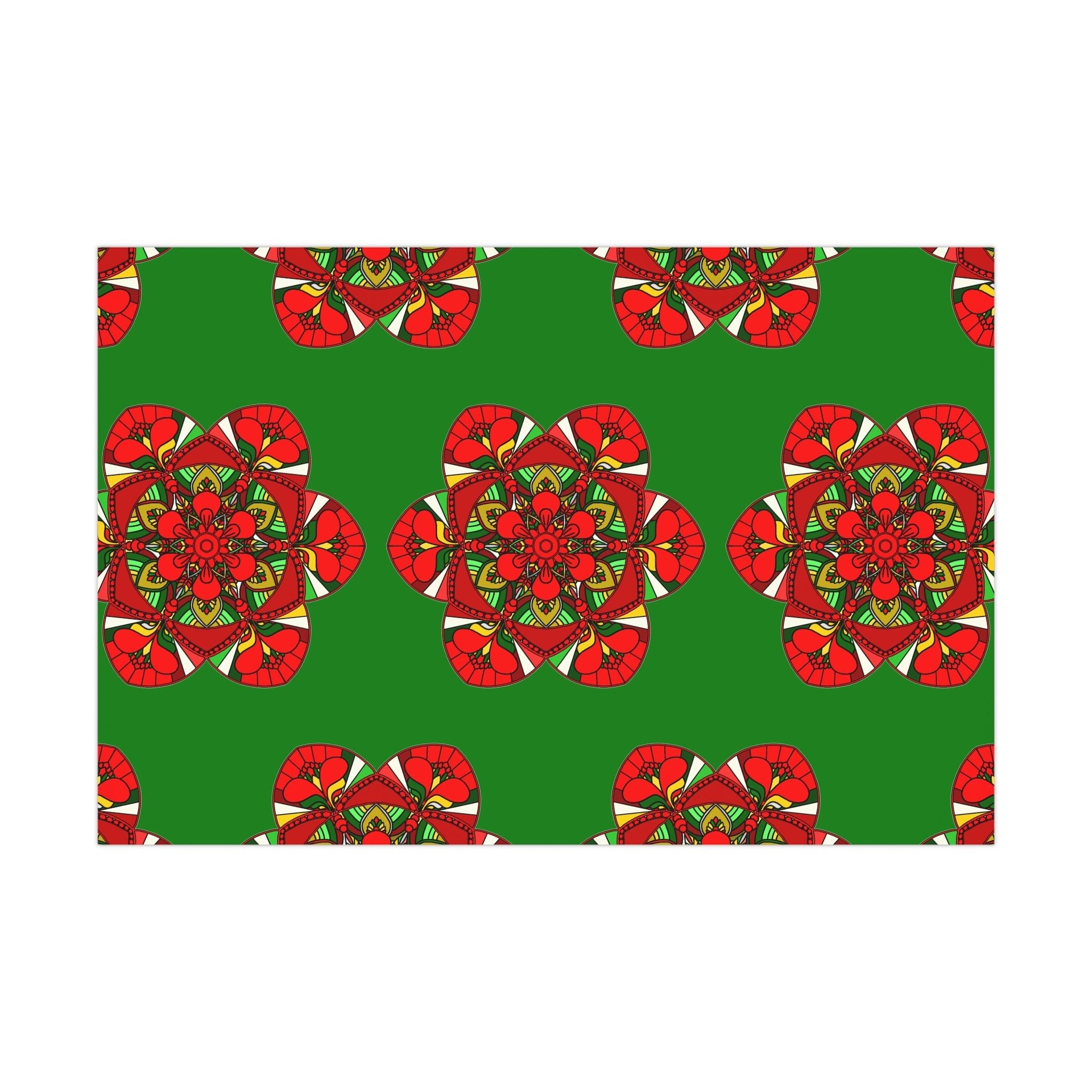 Festive Green Mandala Gift Wrap Paper - Premium Quality for Christmas Gifts 1 - Blululi