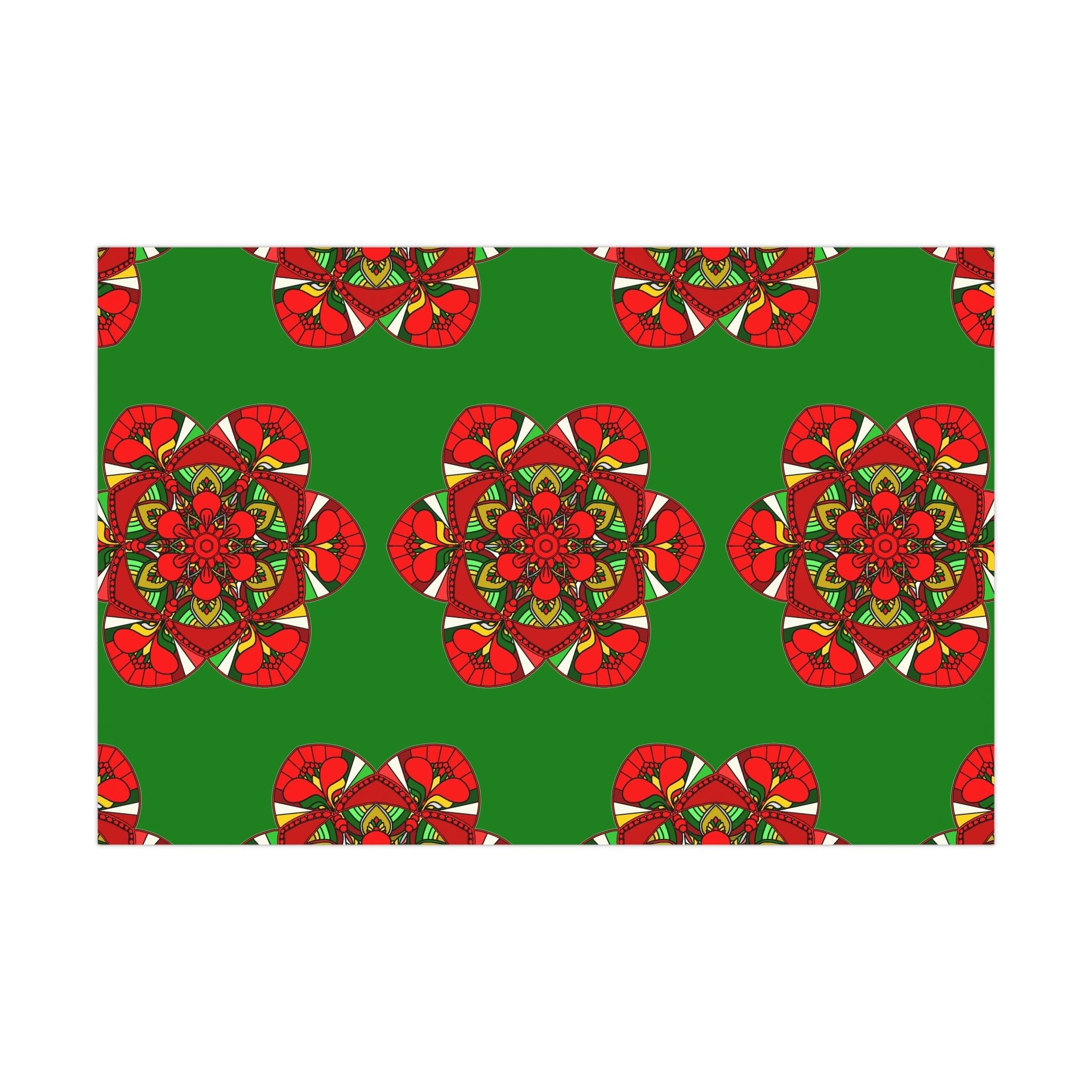 Festive Green Mandala Gift Wrap Paper - Premium Quality for Christmas Gifts 1 - Blululi