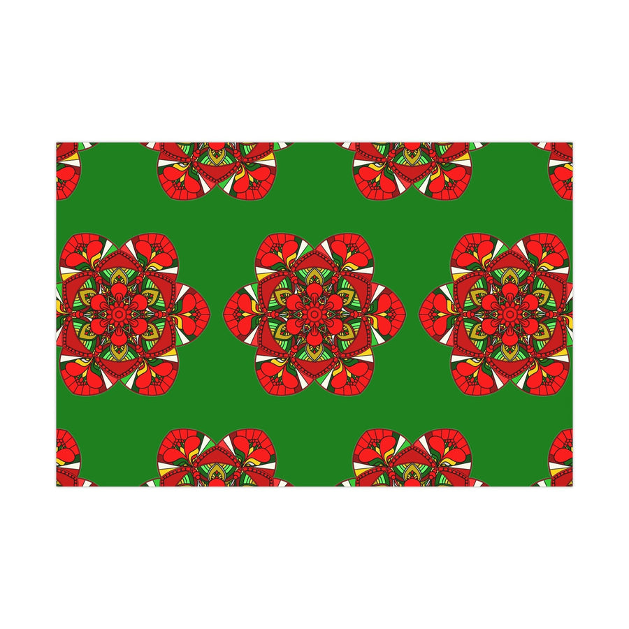 Festive Green Mandala Gift Wrap Paper - Premium Quality for Christmas Gifts 1 - Blululi