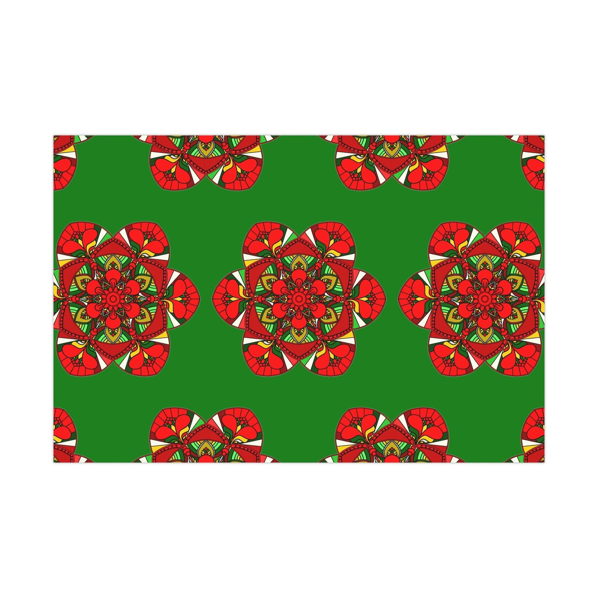 Festive Green Mandala Gift Wrap Paper - Premium Quality for Christmas Gifts 1 - Blululi