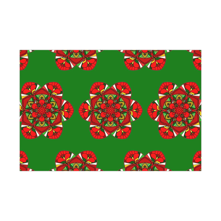 Festive Green Mandala Gift Wrap Paper - Premium Quality for Christmas Gifts 1 - Blululi