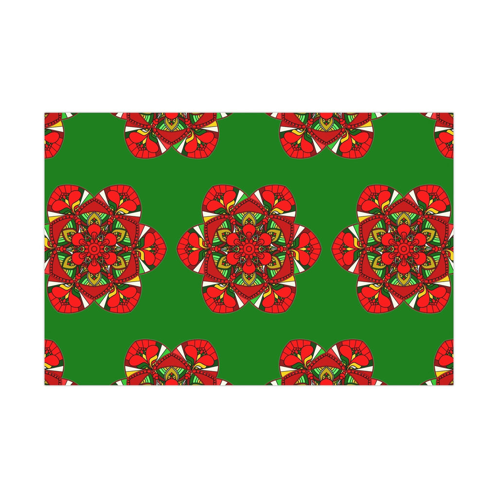 Festive Green Mandala Gift Wrap Paper - Premium Quality for Christmas Gifts 1 - Blululi