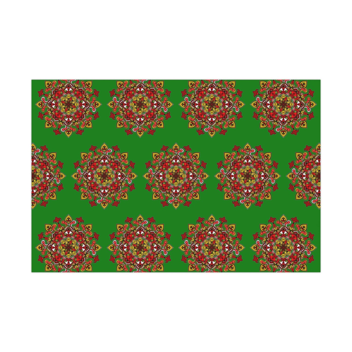 Festive Green Mandala Gift Wrap Paper - Premium Quality for Christmas Gifts - Blululi