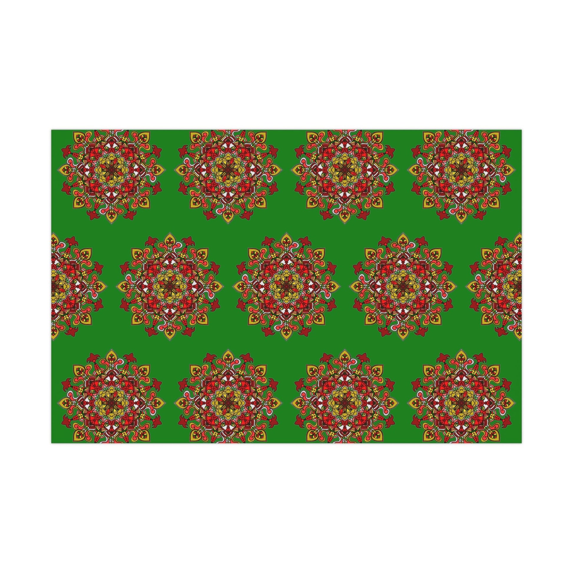 Festive Green Mandala Gift Wrap Paper - Premium Quality for Christmas Gifts - Blululi