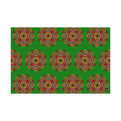 Festive Green Mandala Gift Wrap Paper - Premium Quality for Christmas Gifts - Blululi