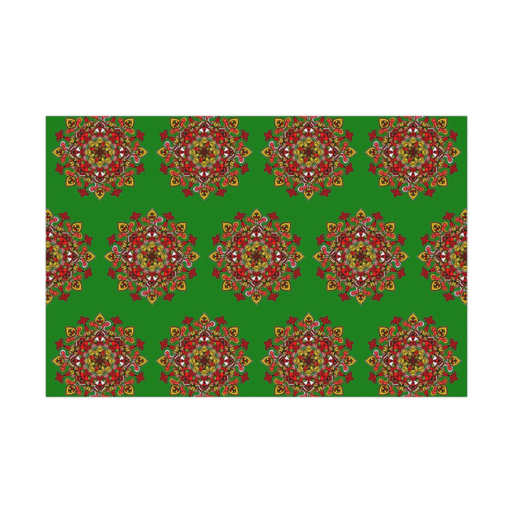 Festive Green Mandala Gift Wrap Paper - Premium Quality for Christmas Gifts - Blululi