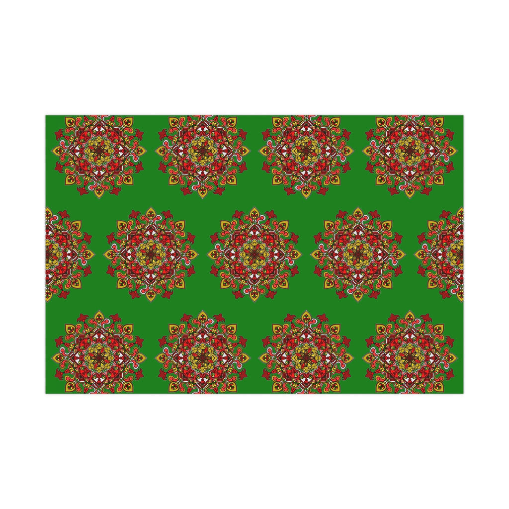 Festive Green Mandala Gift Wrap Paper - Premium Quality for Christmas Gifts - Blululi