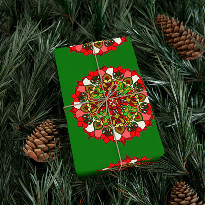 Festive Green Mandala Gift Wrap Paper - Premium Quality for Christmas Gifts - Blululi