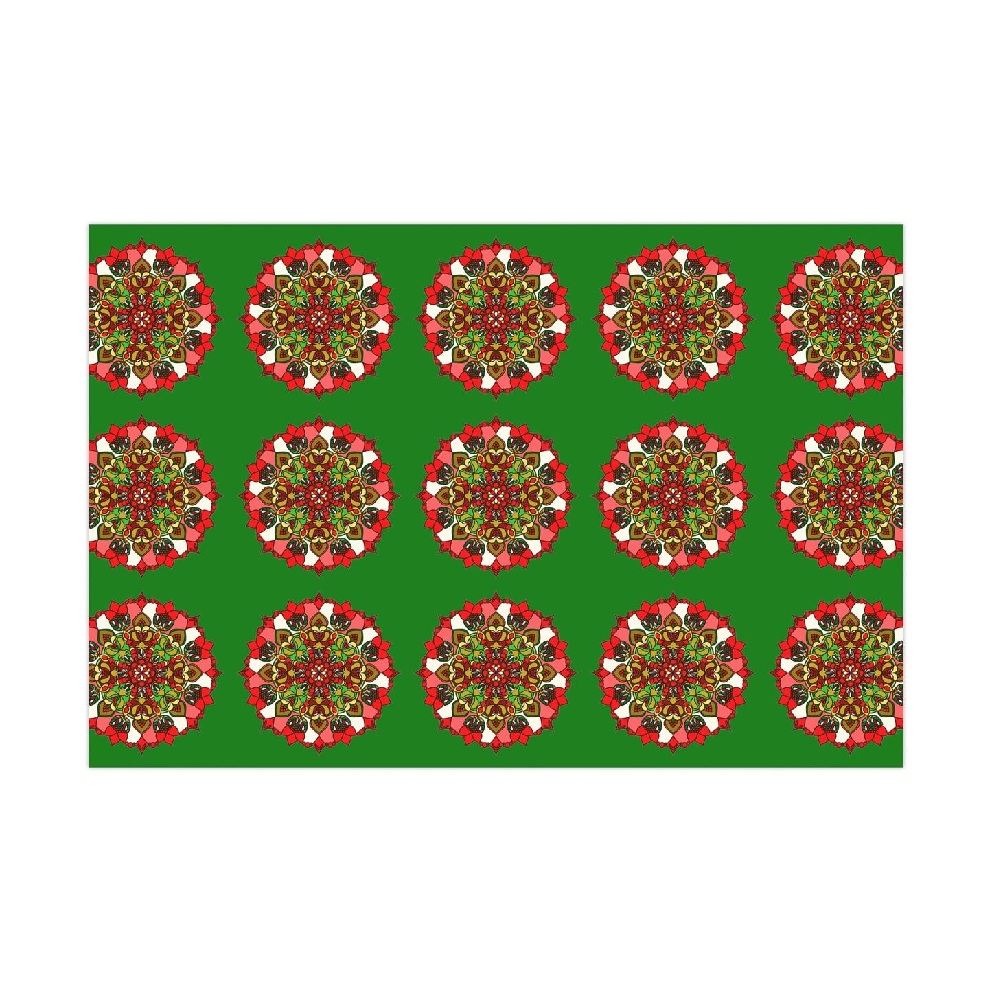 Festive Green Mandala Gift Wrap Paper - Premium Quality for Christmas Gifts - Blululi