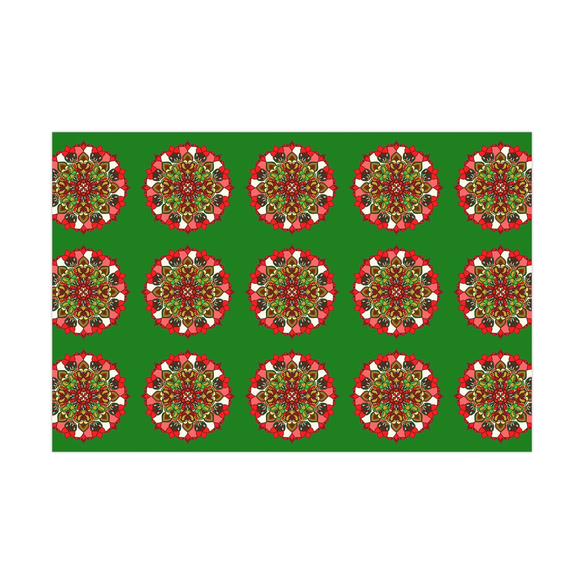 Festive Green Mandala Gift Wrap Paper - Premium Quality for Christmas Gifts - Blululi