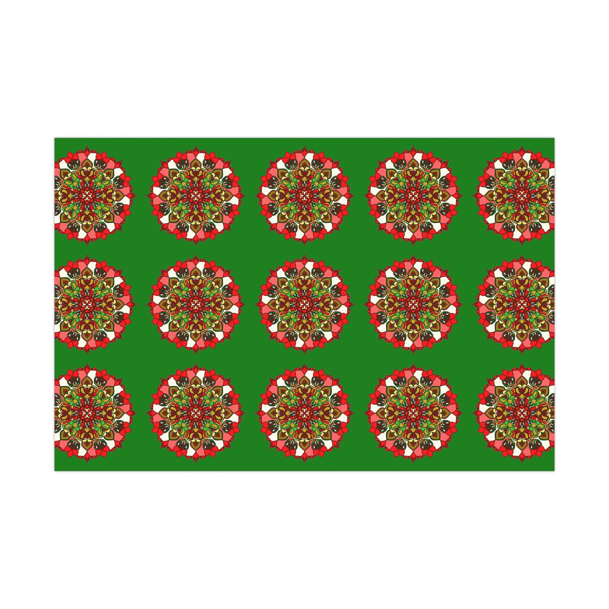 Festive Green Mandala Gift Wrap Paper - Premium Quality for Christmas Gifts - Blululi