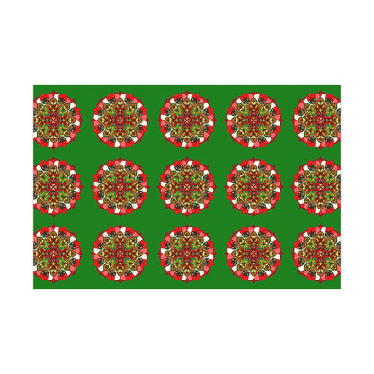 Festive Green Mandala Gift Wrap Paper - Premium Quality for Christmas Gifts - Blululi