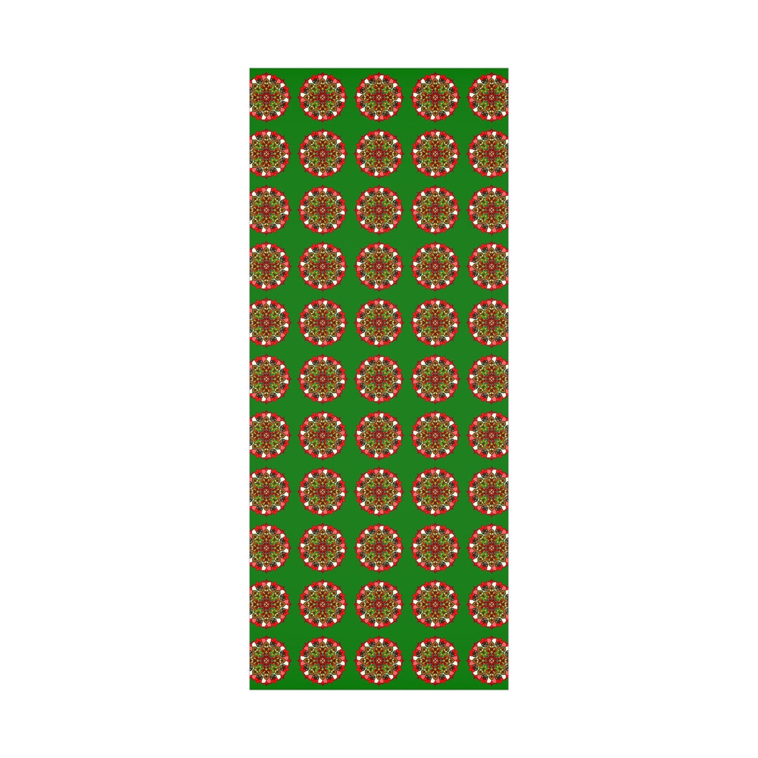 Festive Green Mandala Gift Wrap Paper - Premium Quality for Christmas Gifts - Blululi