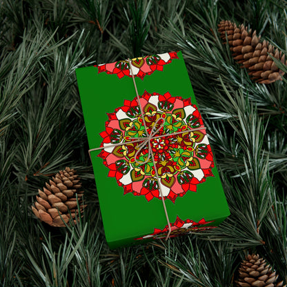 Festive Green Mandala Gift Wrap Paper - Premium Quality for Christmas Gifts - Blululi