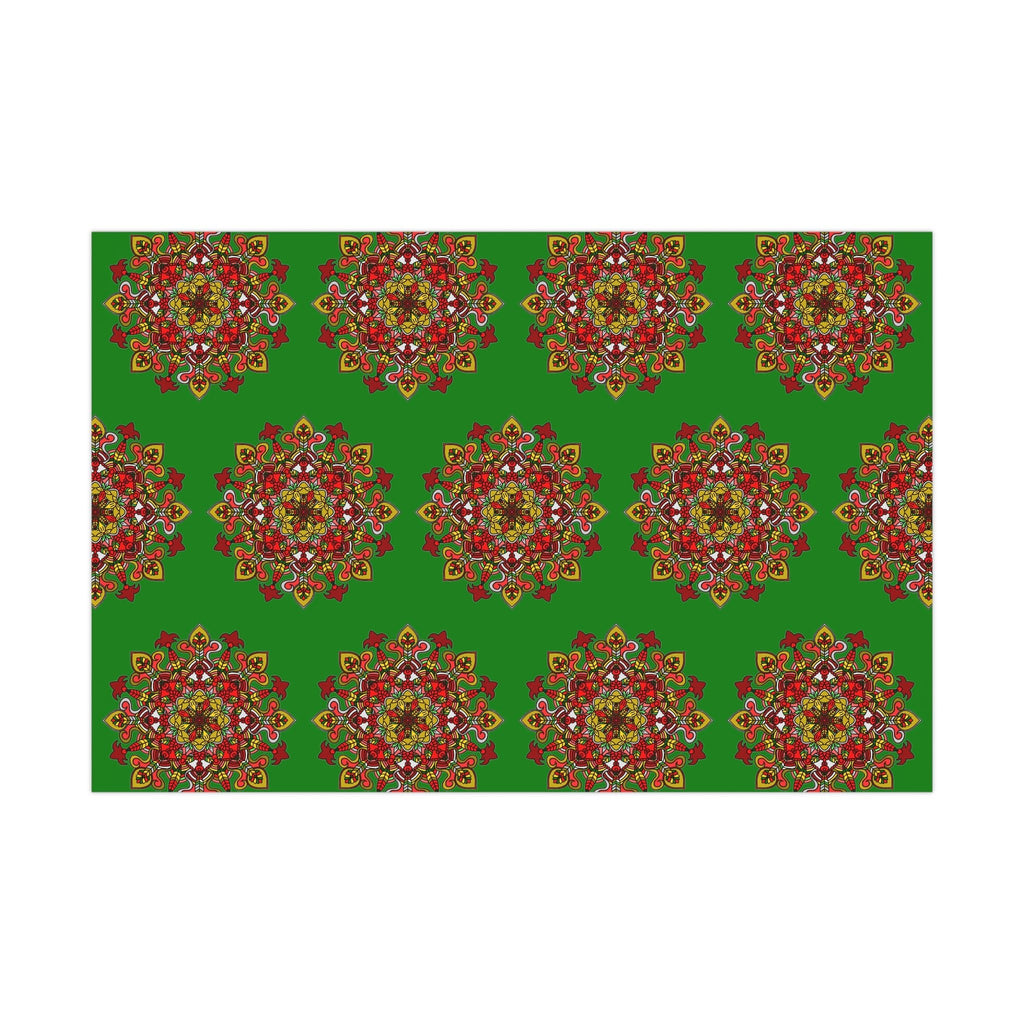 Festive Green Mandala Gift Wrap Paper - Premium Quality for Christmas Gifts - Blululi