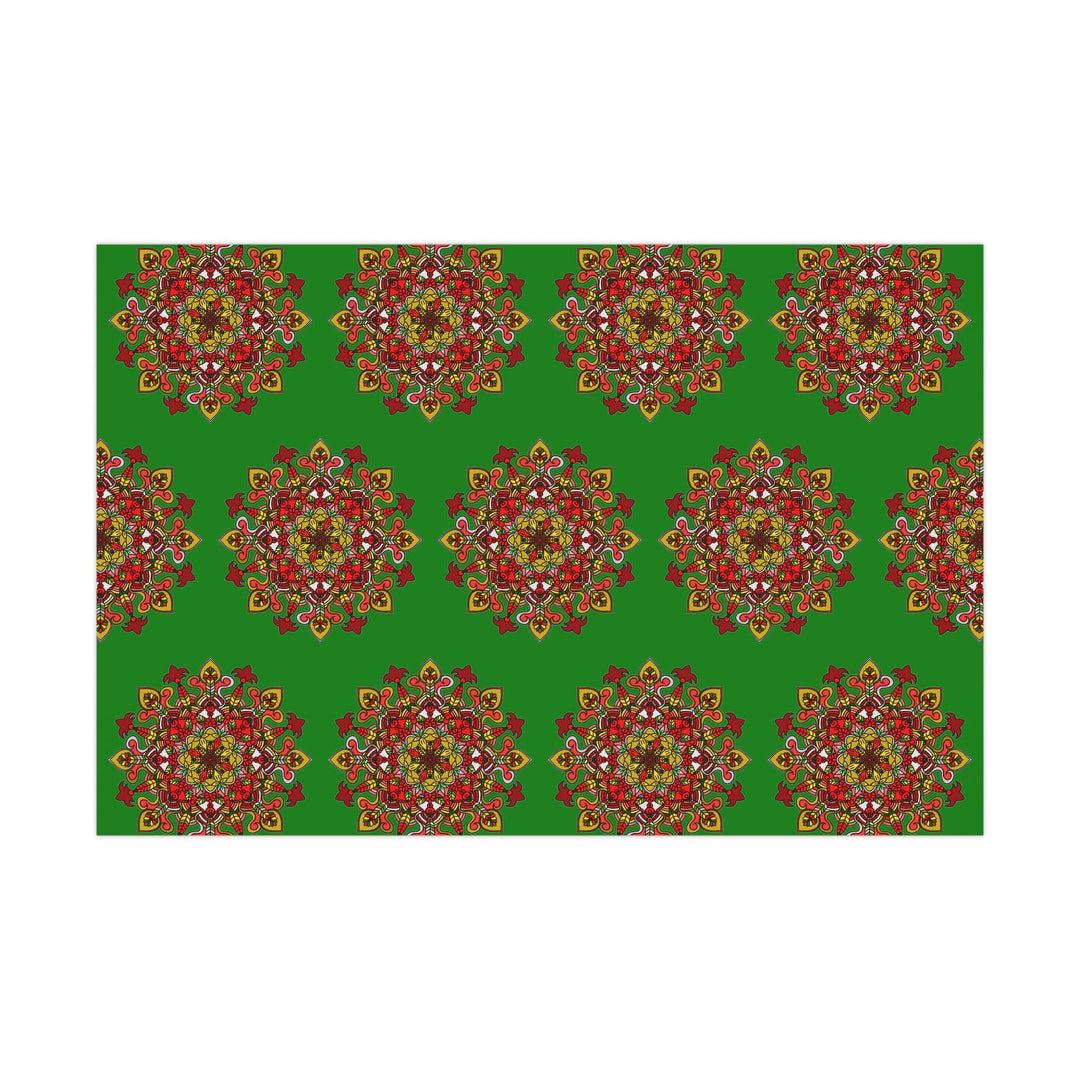 Festive Green Mandala Gift Wrap Paper - Premium Quality for Christmas Gifts - Blululi