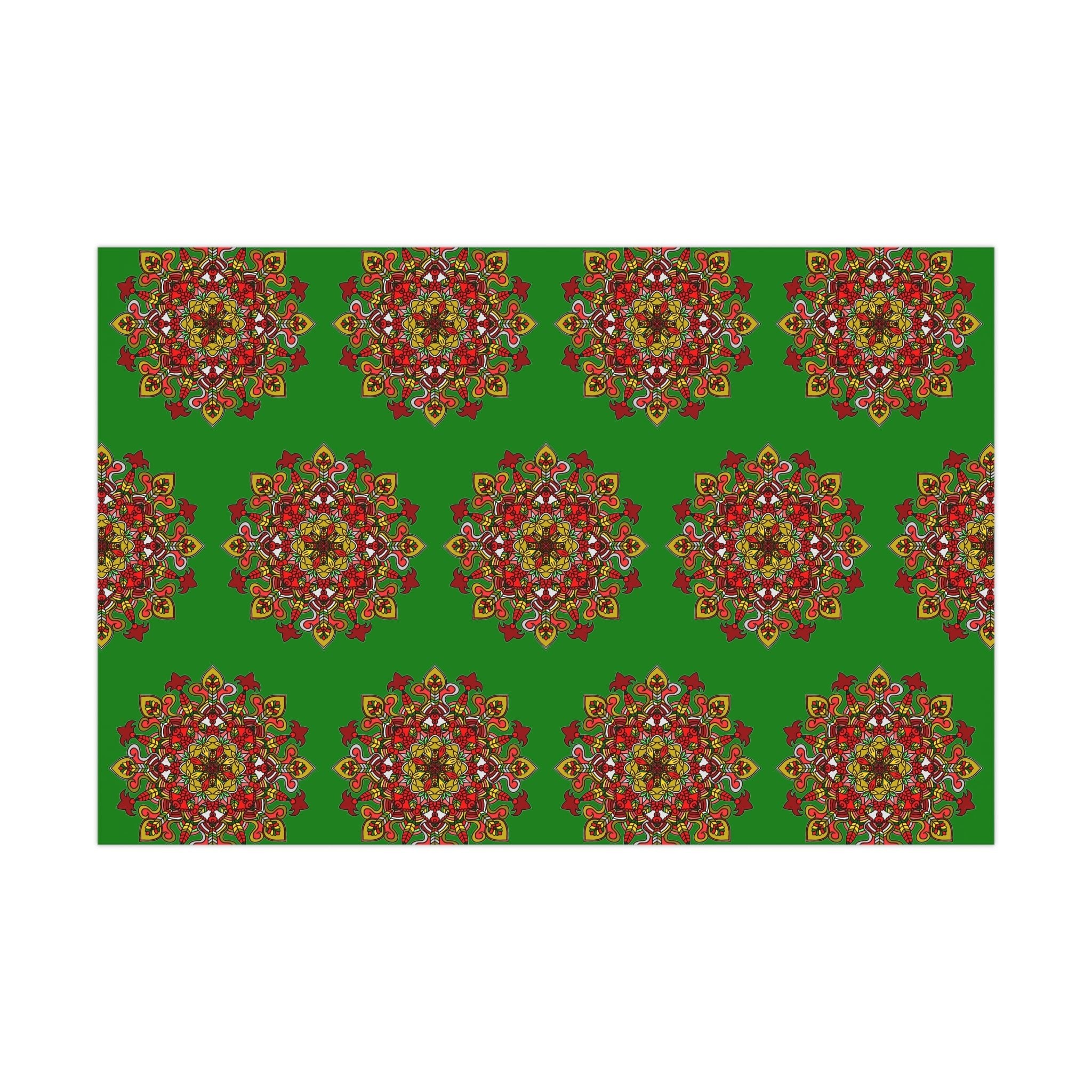 Festive Green Mandala Gift Wrap Paper - Premium Quality for Christmas Gifts - Blululi