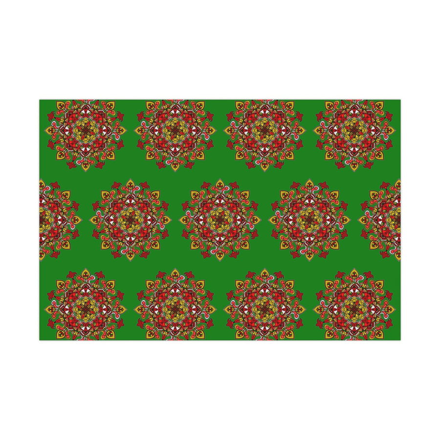 Festive Green Mandala Gift Wrap Paper - Premium Quality for Christmas Gifts - Blululi