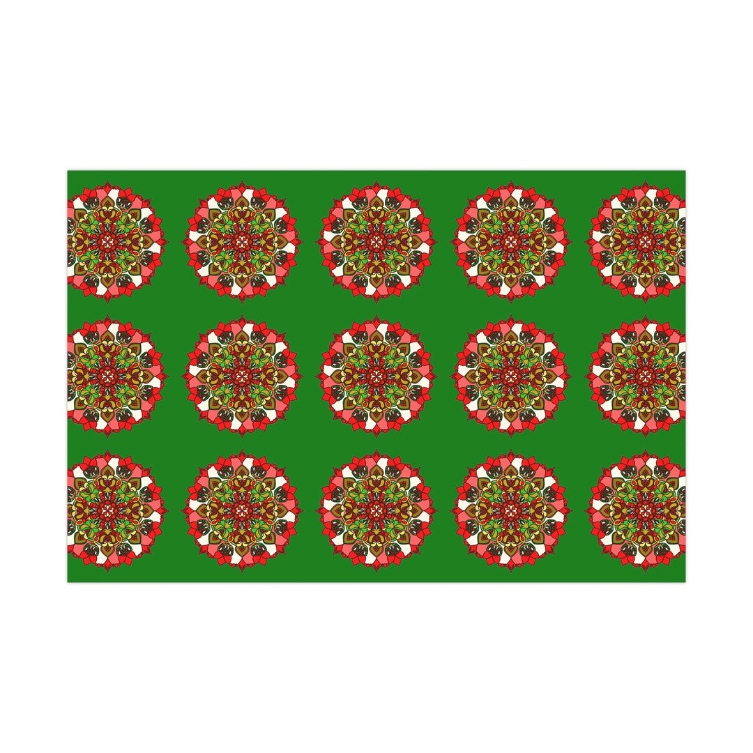 Festive Green Mandala Gift Wrap Paper - Premium Quality for Christmas Gifts - Blululi