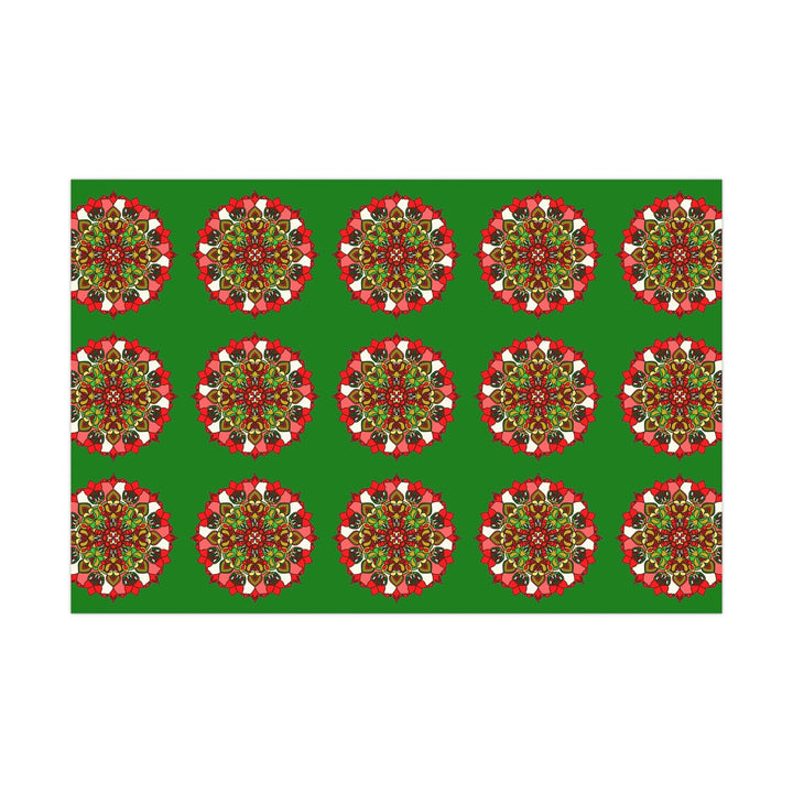 Festive Green Mandala Gift Wrap Paper - Premium Quality for Christmas Gifts - Blululi