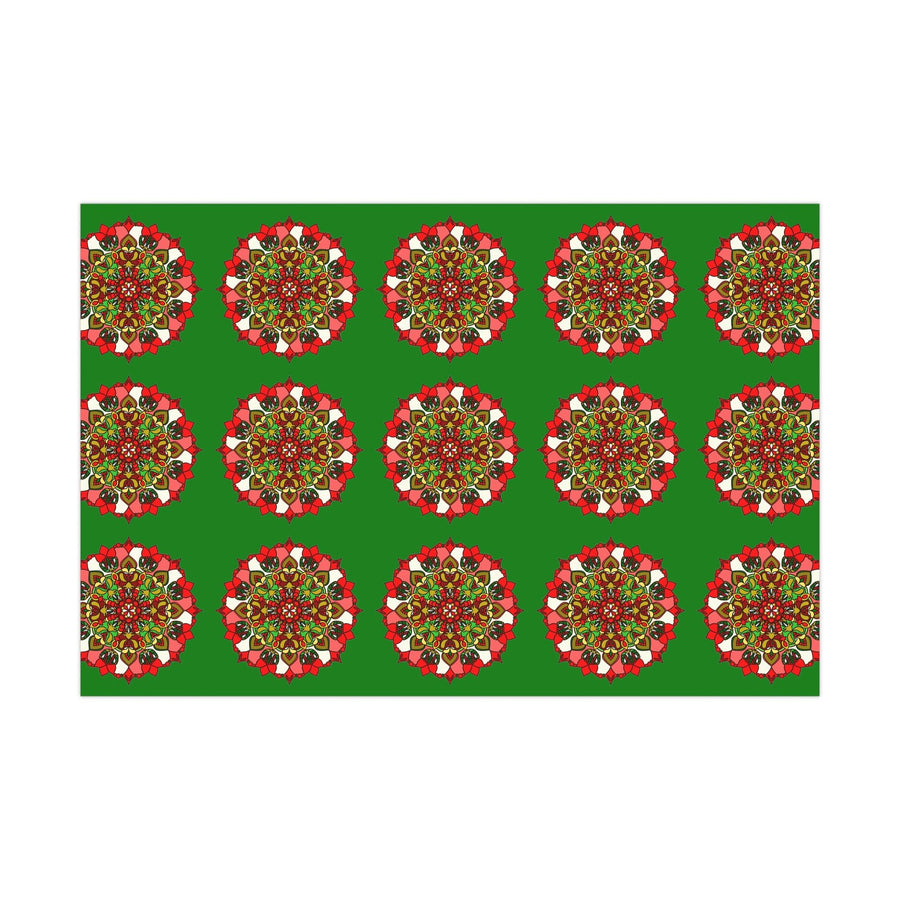Festive Green Mandala Gift Wrap Paper - Premium Quality for Christmas Gifts - Blululi
