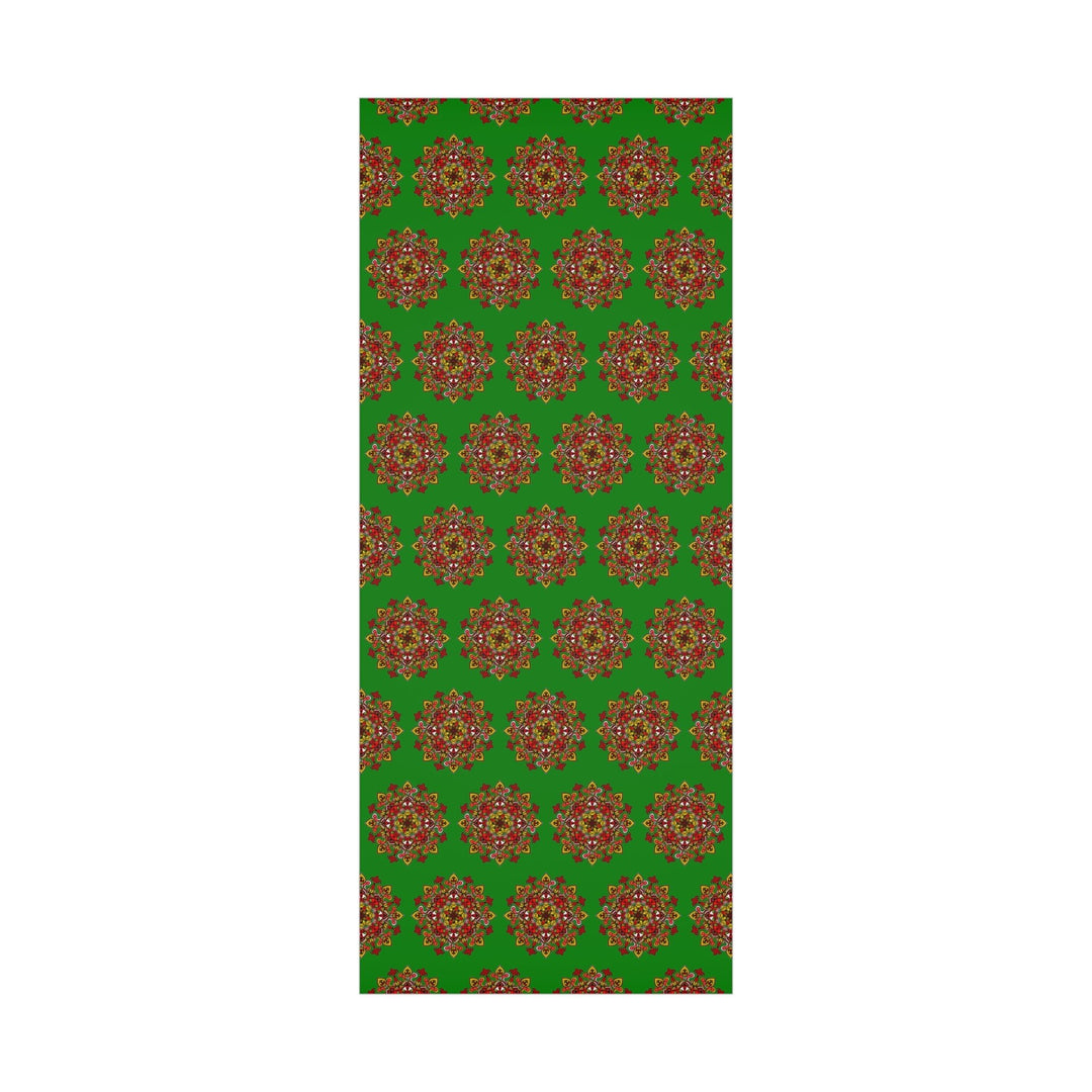 Festive Green Mandala Gift Wrap Paper - Premium Quality for Christmas Gifts - Blululi